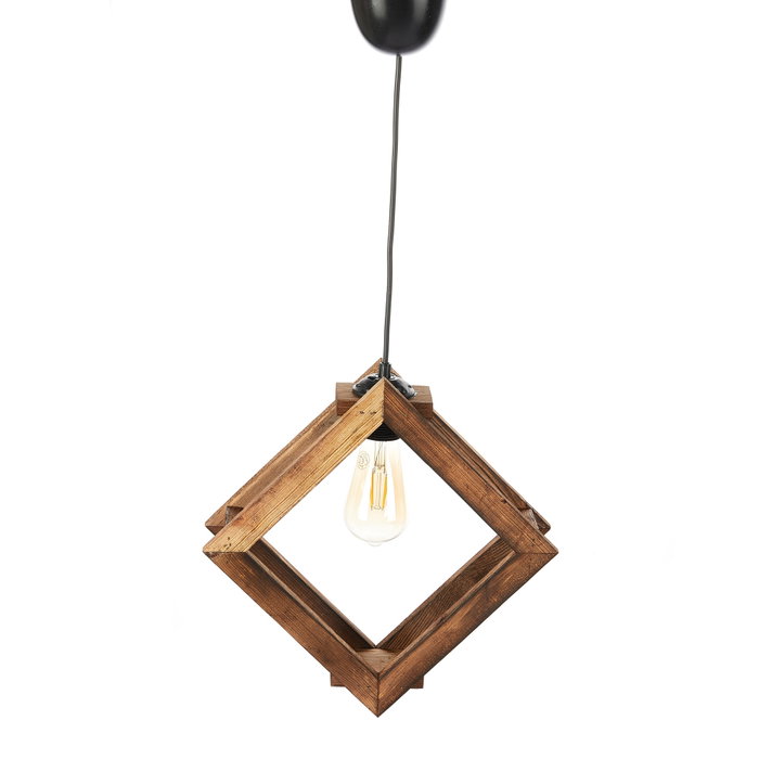 Opviq Square Antiquation Lámpara de Araña de Madera Marrón